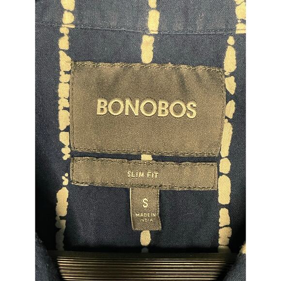 Bonobos Shirt Mens Small Blue/white Button-Down SS Collared Summer Casual - Picture 3 of 4